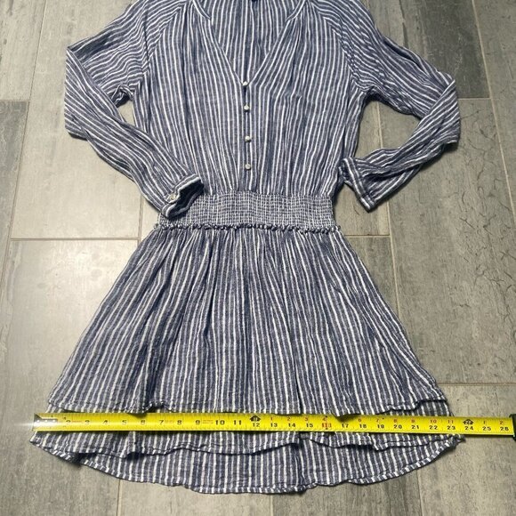 Rails Jasmine Linen Blend Drop Elastic Waist Dress Tibet Stripe Size Medium - Picture 9 of 14